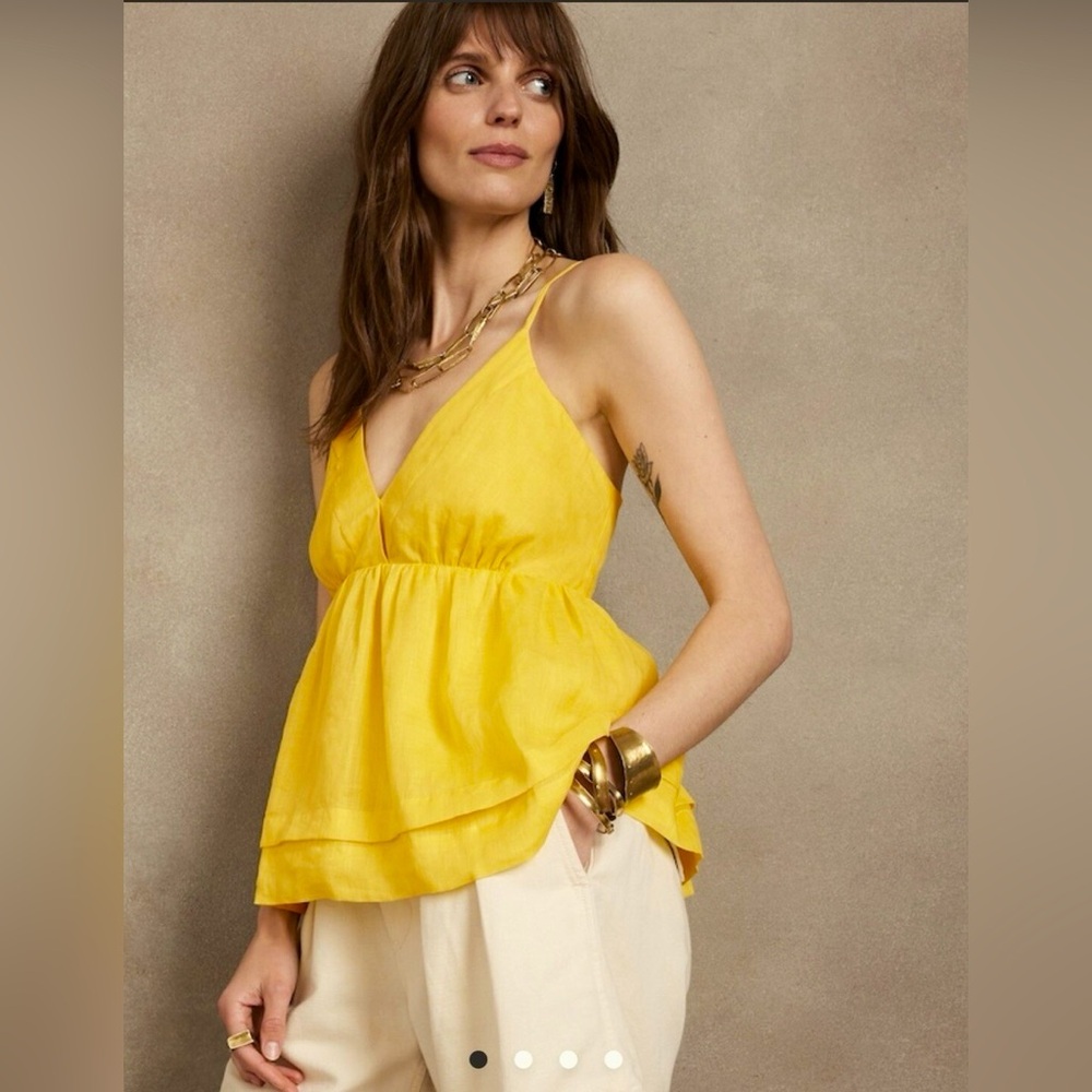 Banana Republic Yellow Layered V-Neck Camisole